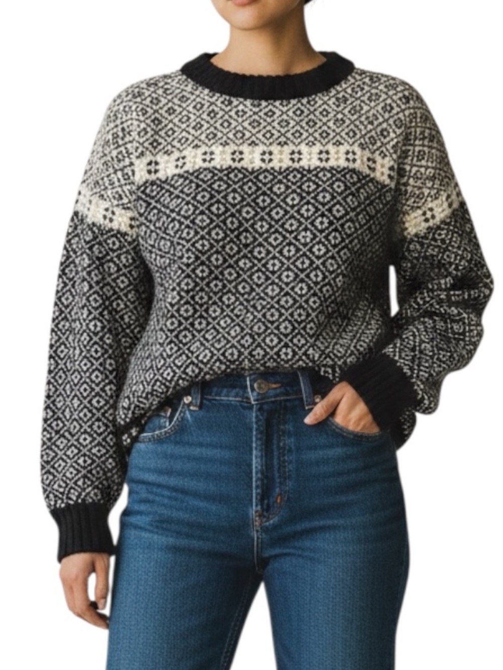 Lizwear Liz Claiborne Fair Isle Cotton Sweater Sz L